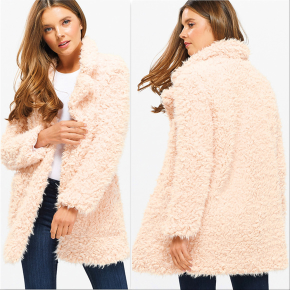BLUSH FAUX FUR COAT - Picture 3 of 4